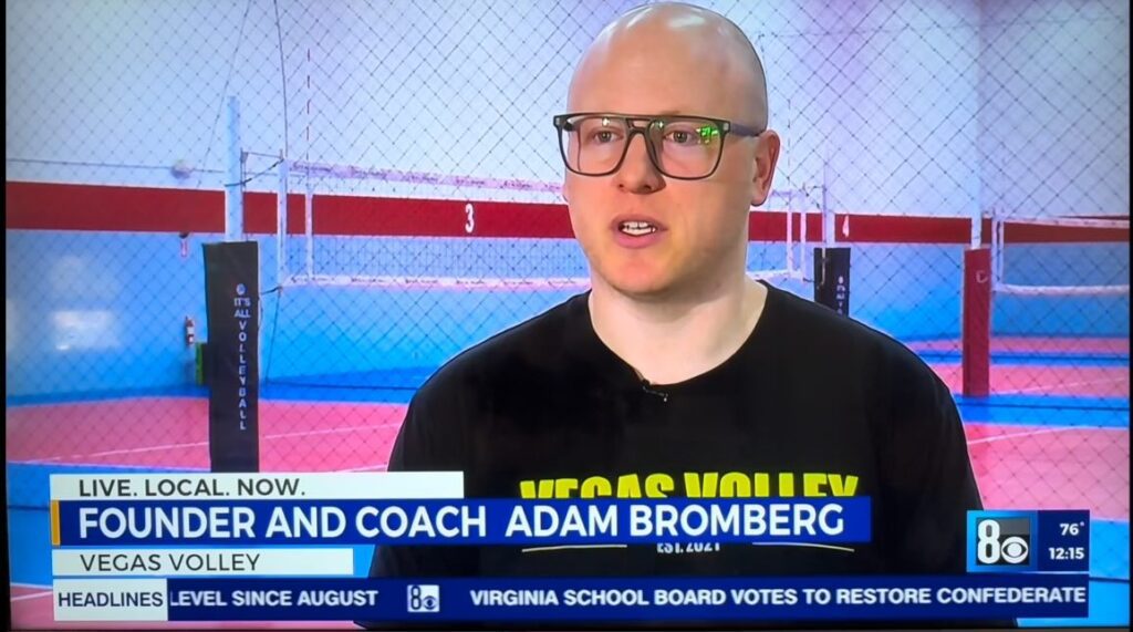Coach Adam Bromberg of Vegas Volley Volleyball Club on Channel 8 News